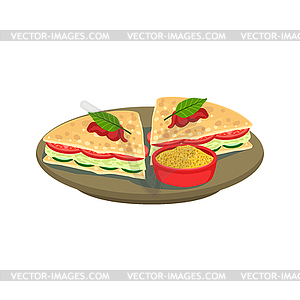 Quesadilla Cut Sandwich Traditional Mexican - vector image