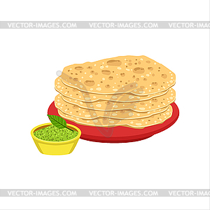 Pile Of Tortilla Bread Traditional Mexican Cuisine - vector clipart