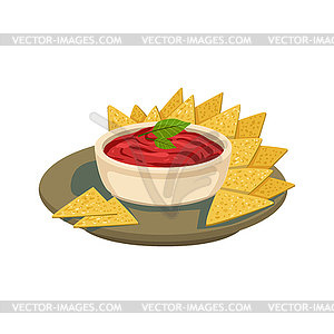 Nachos Chips With Tomato Salsa Traditional Mexican - royalty-free vector image