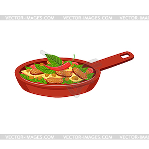 Fried Meat With Vegetables Traditional Mexican - vector clip art