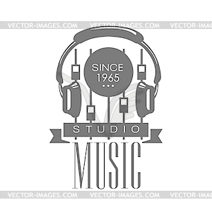 Music Record Studio Black And White Logo Template - vector clipart