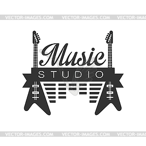 Music Record Studio Black And White Logo Template - vector clip art