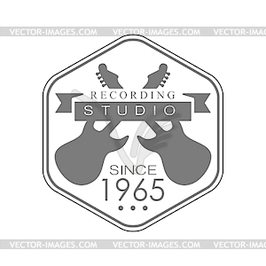 Hezagon Frame Music Record Studio Black And White - vector clipart