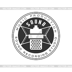 Music Record Studio Black And White Logo Template - vector image