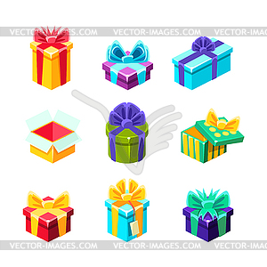 Gift Boxes With And Without Present Inside - vector clipart