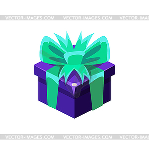 Dark Blue Gift Box With Present, Decorative - vector image