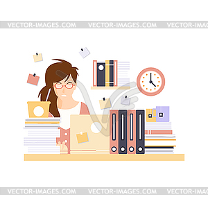 Подчеркнул женщина офисный работник в офис кабинка - клипарт