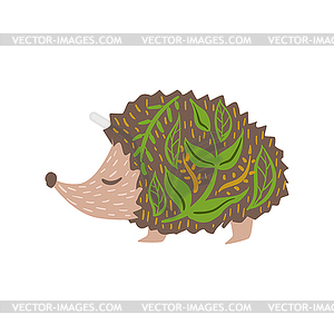 Hedgehog Relaxed Cartoon Wild Animal With Closed - vector clipart