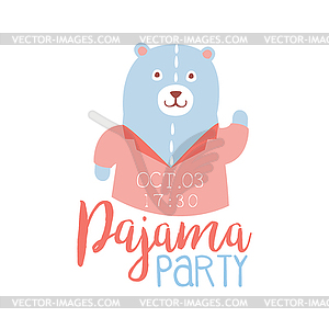 Girly Pajama Party Invitation Card Template With - vector image