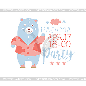 Girly Pajama Party Invitation Card Template With To - vector clipart