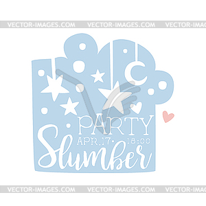 Girly Pajama Party Invitation Card Template With - vector image