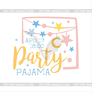 Girly Pajama Party Invitation Card Template With - vector clipart