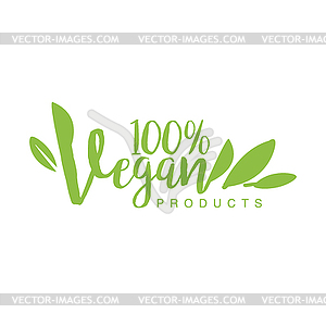 Vegan Natural Food Green Logo Design Template With - vector clip art