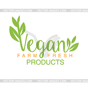 Vegan Natural Food Green Logo Design Calligraphic - vector image