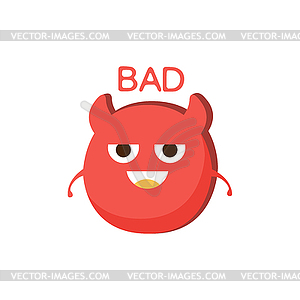 Bad Red Devil Word And Corresponding , Cartoon - vector image