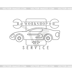 Repair Workshop Black And White Label Design - vector image