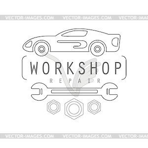 Car Repair Workshop Black And White Label Design - vector clip art