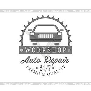Auto Repair Workshop Black And White Label Design - vector image