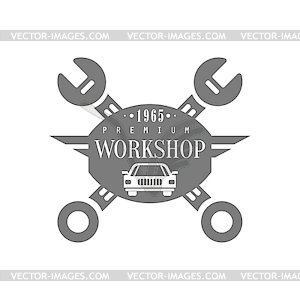 Repair Workshop Black And White Label Design - stock vector clipart