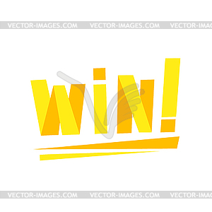 Win Поздравляем наклейка с желтыми буквами - рисунок в векторе