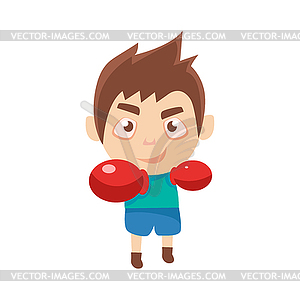 Boy Sportsman Boxing Part Of Child Sports Training - vector clip art