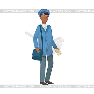 Postman With Handbag, Part Of Happy People And Thei - vector clip art