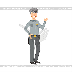 Man Police Officer, Part Of Happy People And Their - color vector clipart