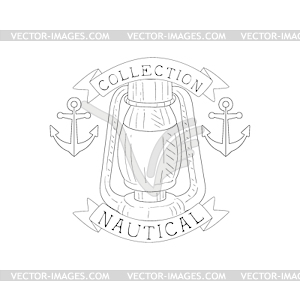 Oil Lamp And Anchors Vintage Sea And Nautical Symbo - vector image