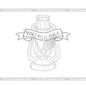 Oil Lamp Vintage Sea And Nautical Symbol Sketch - vector clipart