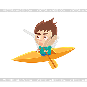 Boy Sportsman Kayaking Part Of Child Sports Trainin - vector clipart