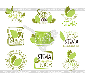 Stevia Natural Food Sweetener Additive And Sugar - vector clip art