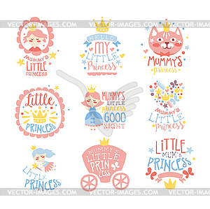 Little Princess Set Of Prints For Infant Girls - vector image