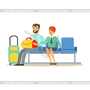 Пара В ожидании полета в зоне ожидания, часть - изображение в векторе