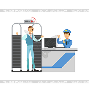 Full Body Scan In Security Check, Part Of Airport - vector image
