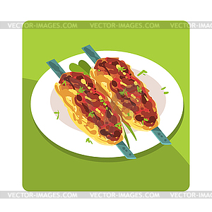 Kebab Famous Touristic Attraction Of United Arab - vector image