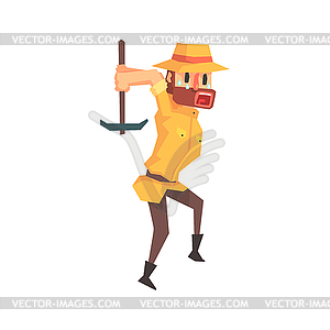 Adventurer Archeologist In Safari Outfit And Hat - vector clipart