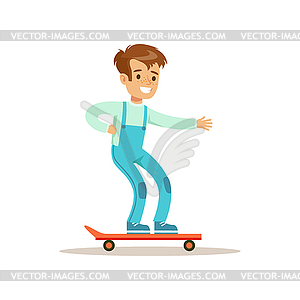 Boy On Skateboard, Traditional Male Kid Role - royalty-free vector clipart