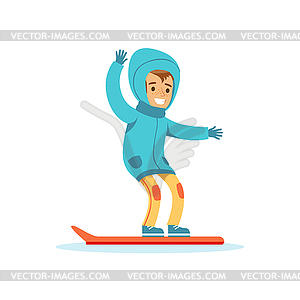 Мальчик сноуборде, традиционный Мужской Kid Роль Expecte - клипарт в векторном виде