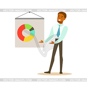 Manager Doing Presentation, Business Office Employe - vector image