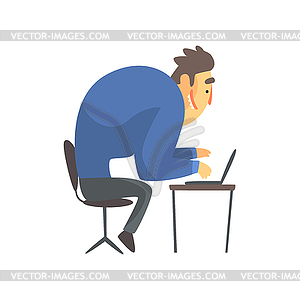 Businessman Top Manager In Suit At His Desk, - vector clipart / vector image