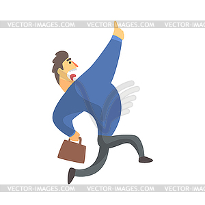 Businessman Top Manager In Suit Running Screaming, - vector clipart