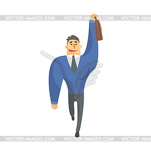 Businessman Top Manager In Suit Catching Taxi, - vector image