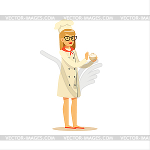 Woman Professional Cooking Chef Working In - vector EPS clipart