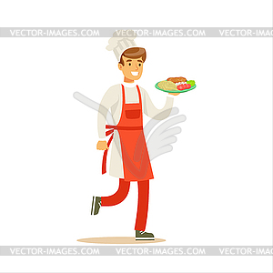 Man Professional Cooking Chef Working In - stock vector clipart