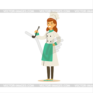 Woman Professional Cooking Chef Working In - vector clip art