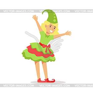 Girl Dressed As Santa Claus Christmas Elf For - vector image