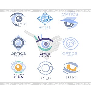 Детская оптика Клиника и офтальмологии Кабинет Set - векторизованное изображение