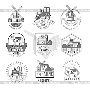 Natural Farm Products Black And White Sign Design - vector clip art