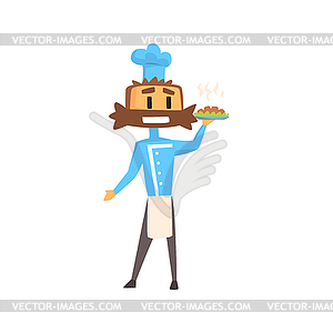 Professional Cook In Classic Double Breasted Blue - vector clipart