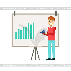 Marketing Manager Doing Presentation With Chart - vector image